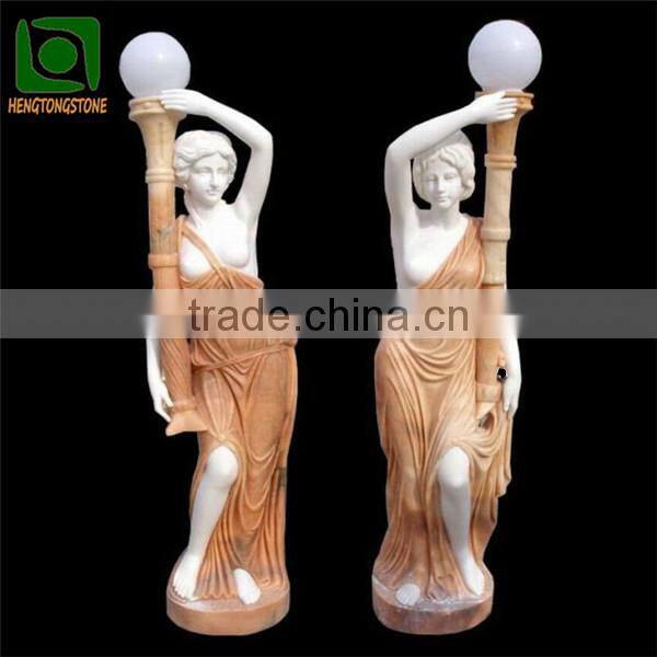 Factory Carved Outdoor Marble Statue Lamp