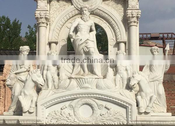 Freestanding White Marble Statue Double Decorative Fireplace Mantel