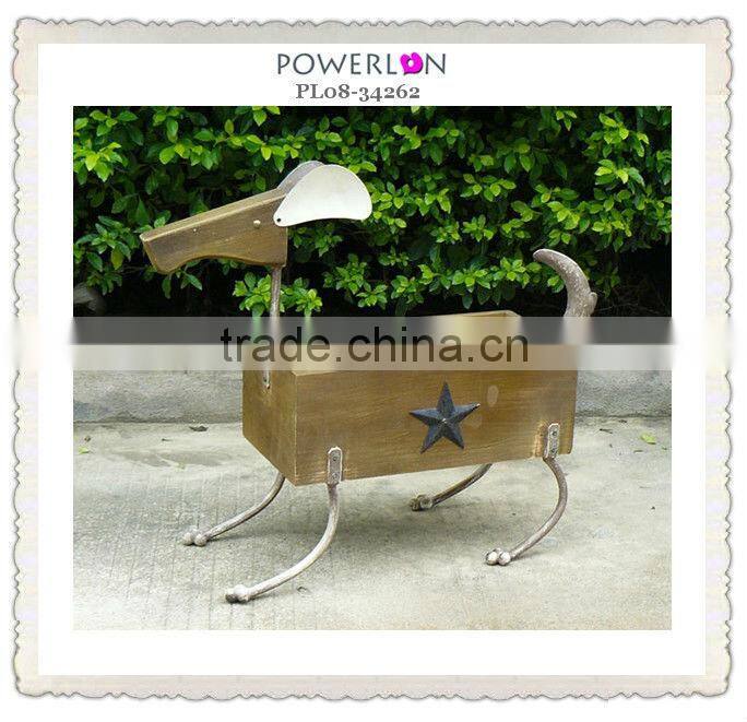 Decorative wood square pot outdoor