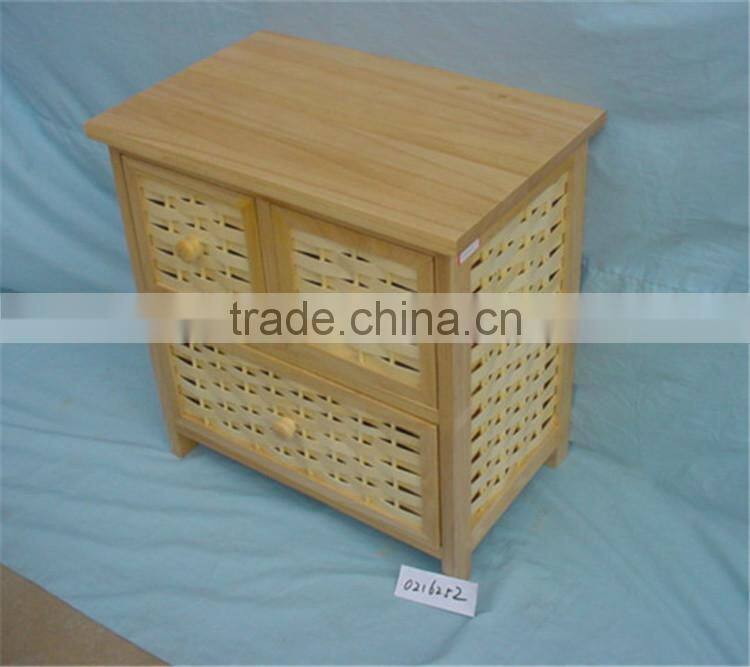 Custom high quality wicker basket drawers wooden storage cabinet