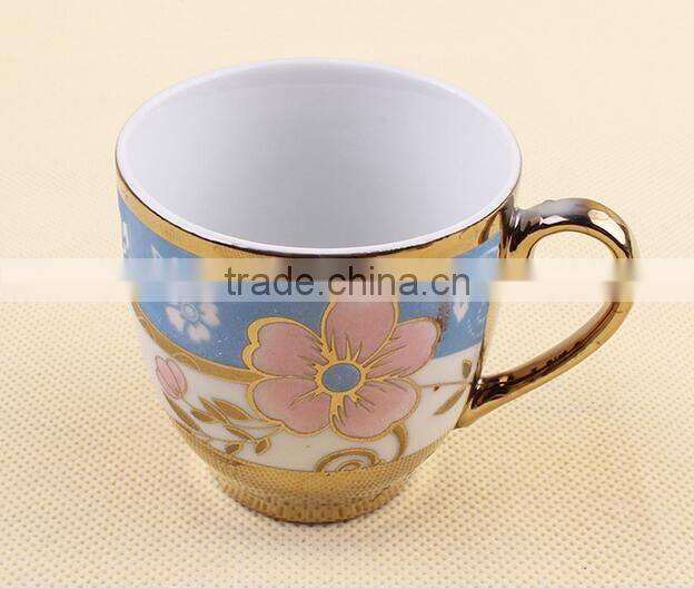 250ml golden printing ceramic mug with handle