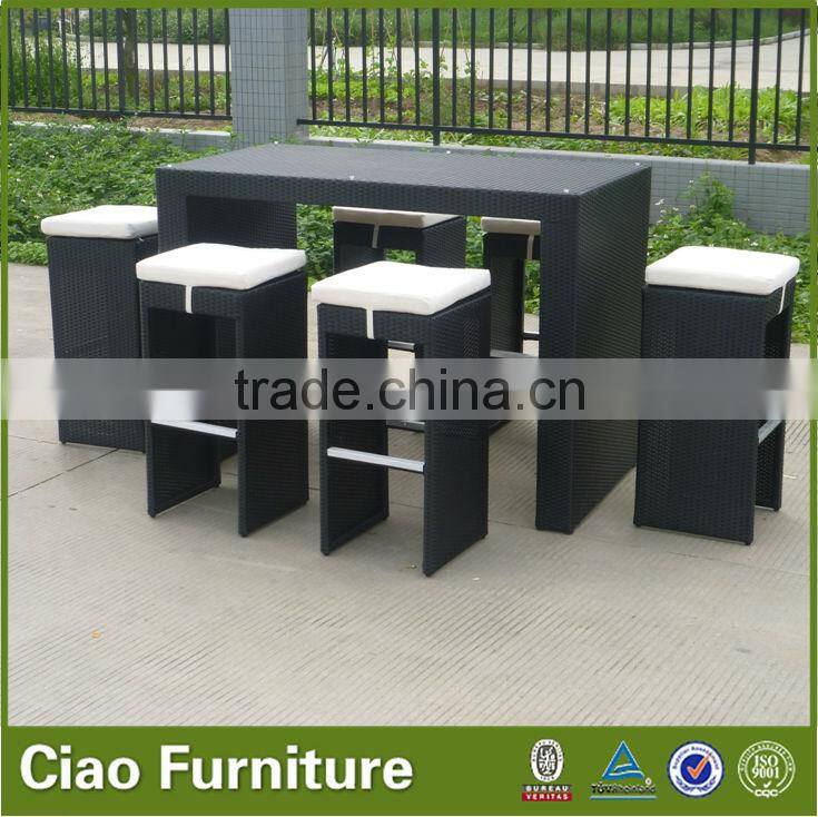 Wicker long bar table rattan outdoor bar stool