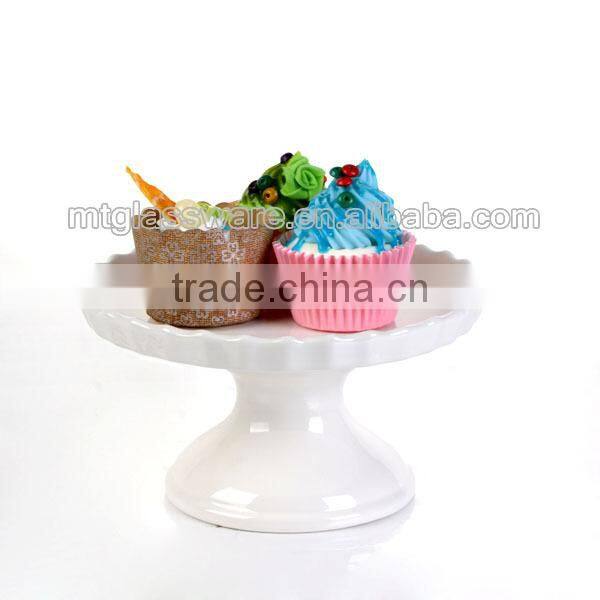 custom handprint white flat white porcelain stand for cake plate