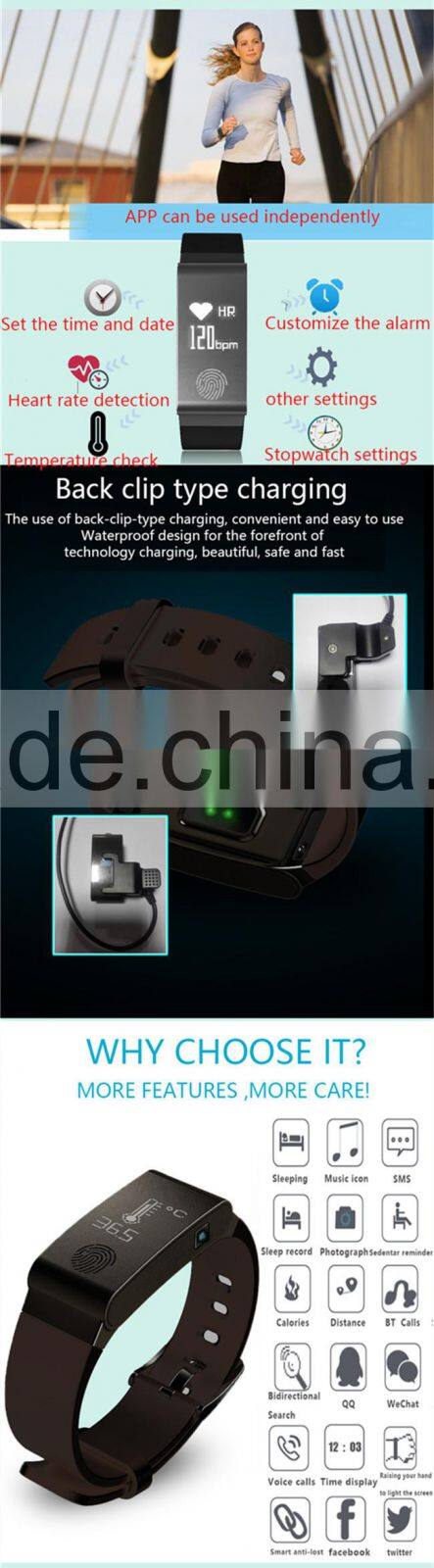 Smart Watch Heart Rate Monitor Pedometer Fitness Activity Tracker with body temperature monitor, heart rate monitor bracelet