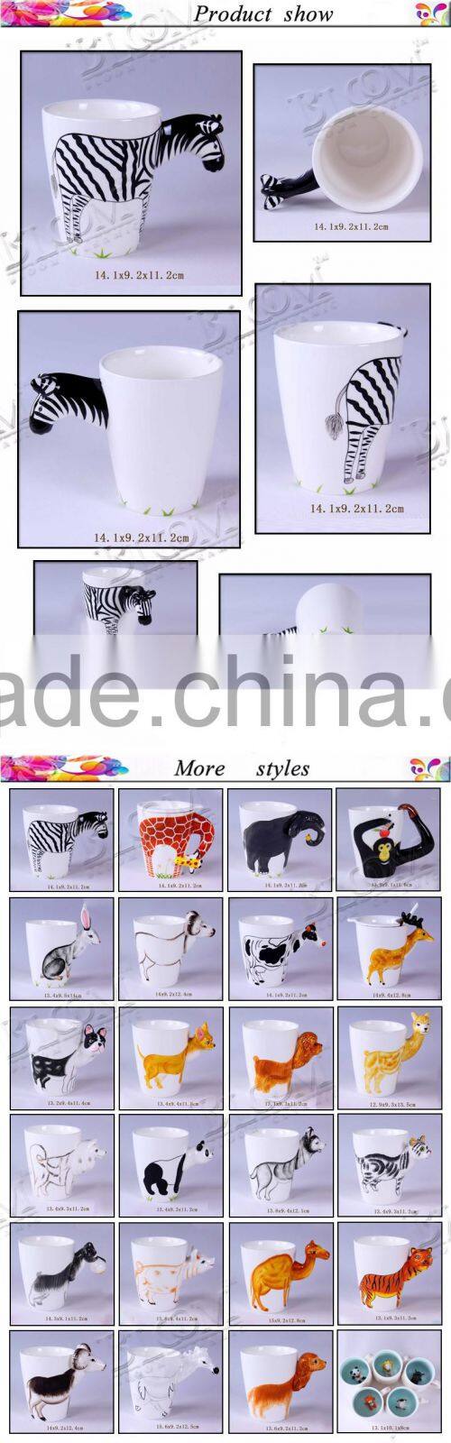 3d ceramic hippopotamus shape animal mug