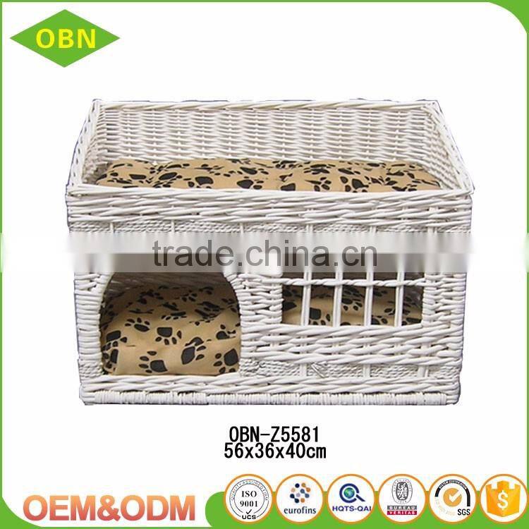 China hot sale exquisite modern design indoor woven wicker pet cat and dog house basket