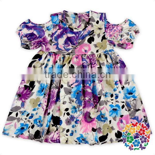 fairy summer purple floral baby girl puff sleeve dress
