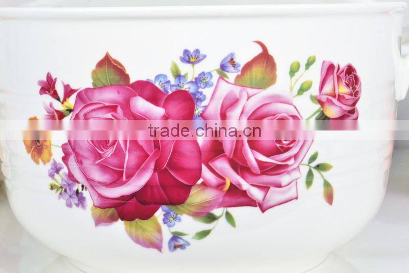 8"ceramic round microwave oven pot with glass lid