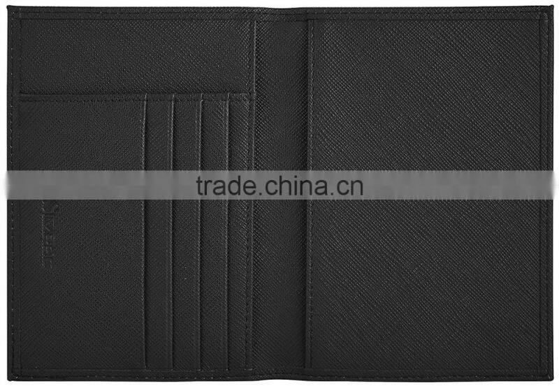 Leather Travel Wallet RFID Blocking Passport Cover of Crosshatch