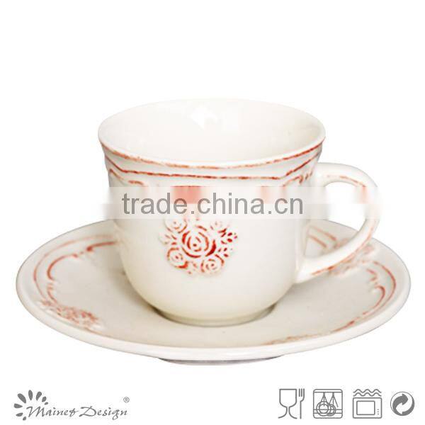 Cup Saucer handpainting top sale relaxation and antique style with flower