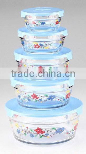durable transparent glass food storage bowl