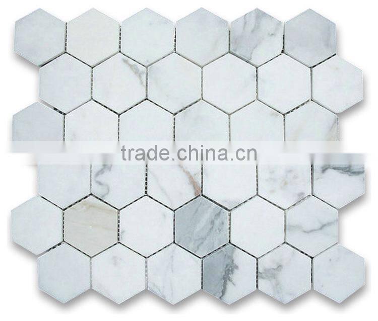 MM-CV260 Most popular decorative natural stone italy calacatta gold marble hexagon mosaics