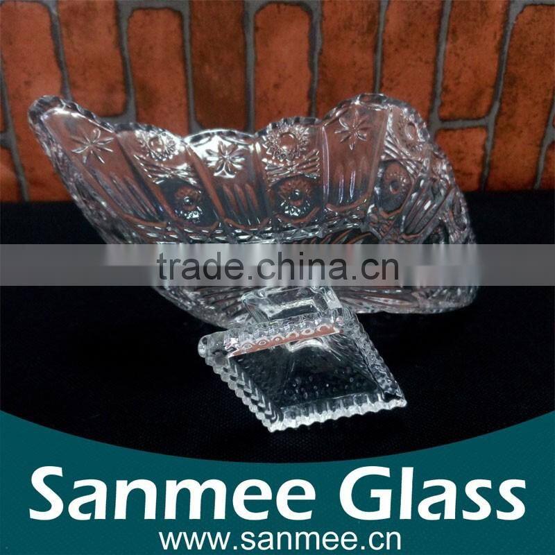 China Manufacture Cheap Clear Leaf Shape Glass Plate