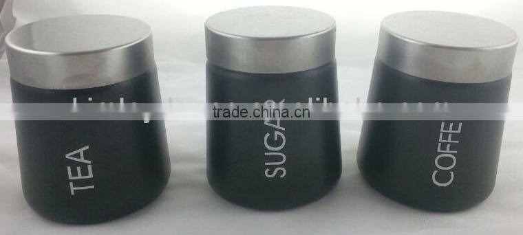 stainless steel lip set 3 pcs Tea Coffee Sugar Canisters