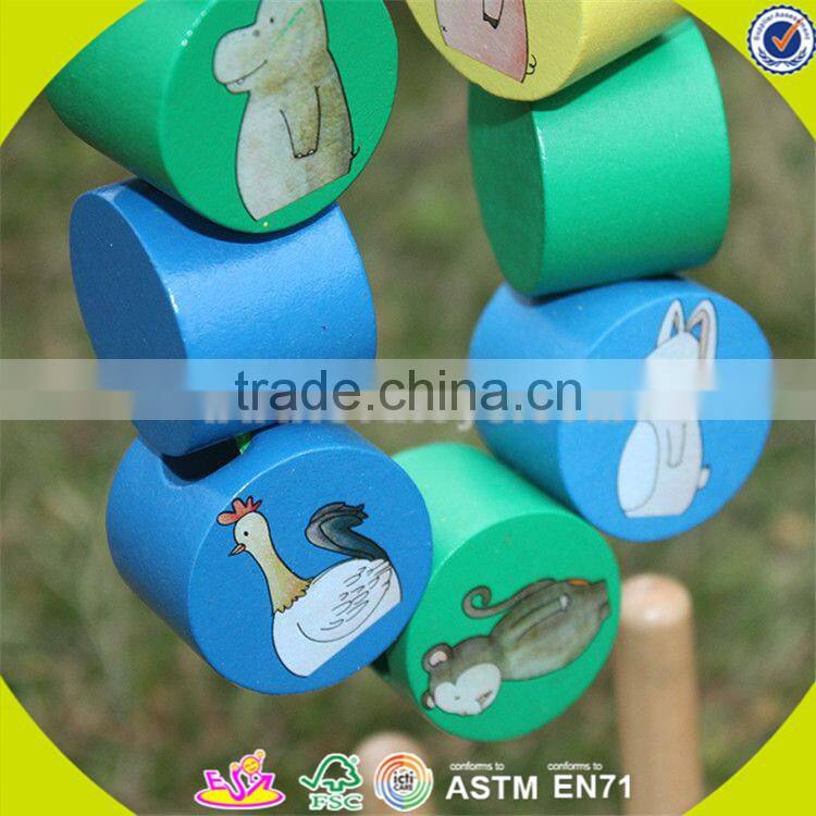 Wholesale funny kids wooden stacking animal blocks toy hot sale interesting baby wooden stacking animal blocks toy W13D095