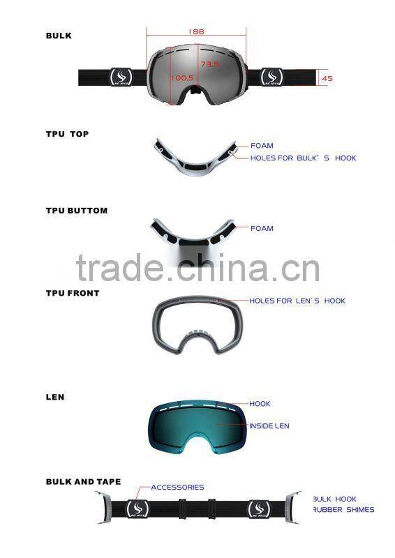 TPU frame snow goggles,ski snow goggles,ski board