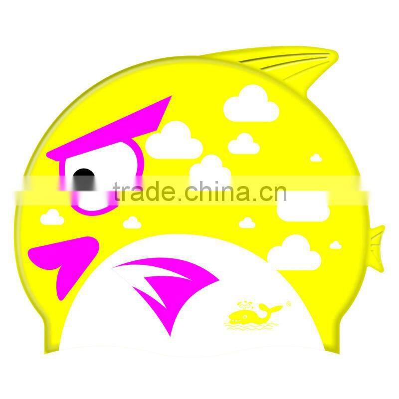 Custom multi printed silicone cartoon swimming cap for kids
