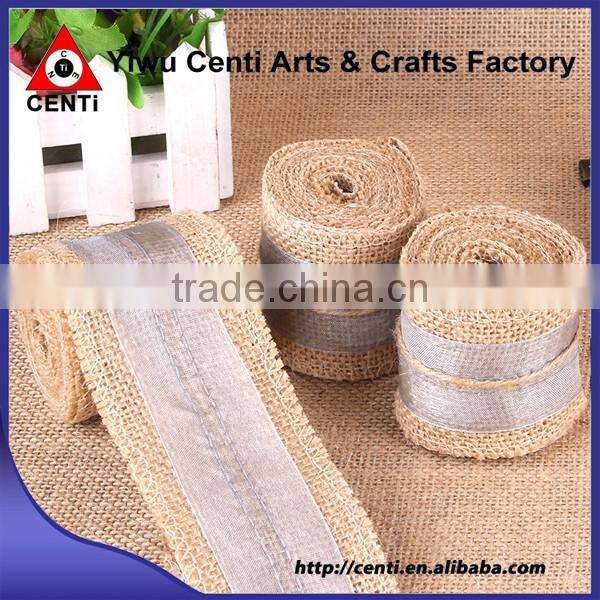 Natural Jute Hessian Burlap Ribbon with Lace Trims Tape Belting Strap Crafts