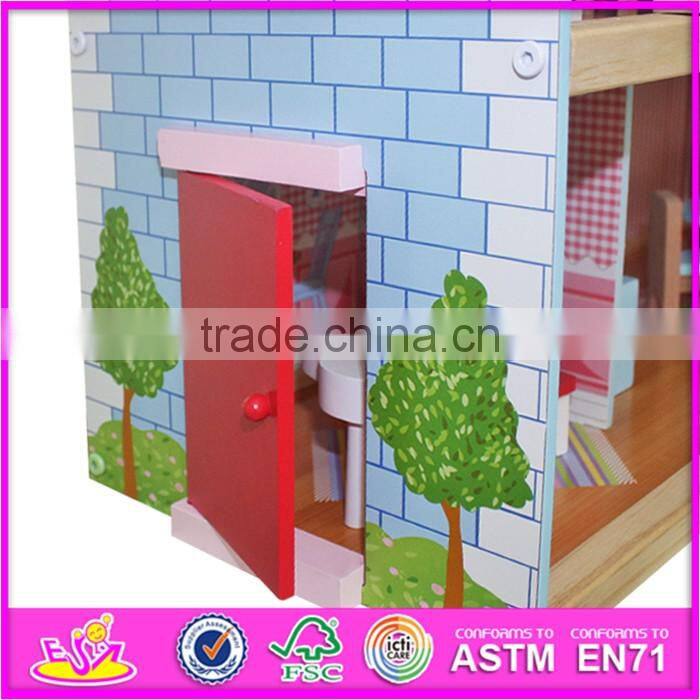 2017 New products lovely children wooden dollhouse kits W06A100