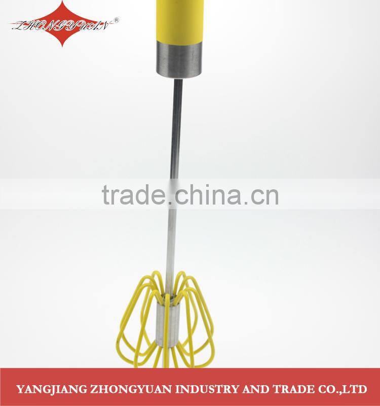 2014 newest Stainless steel rotary self-mixer miracle whisk silicone coated head, hand push,