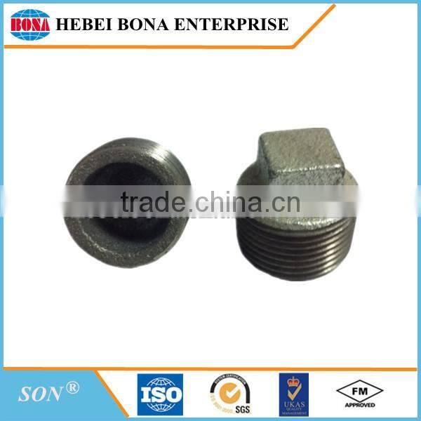 Baked galvanized Plain end malleable iron pipe fittings with BS threads