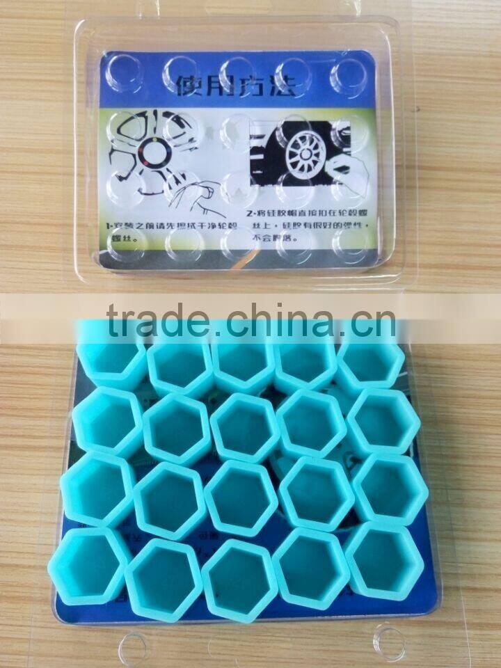 Blue Silicone Wheel Bolt Nut Cover Hexagonal Cap 19mm for Car