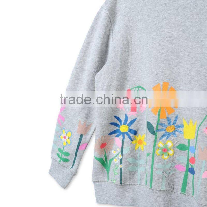 Grey Graphic Flowers Betty Sweatshirt Kid Clothing Wholesle Childern Wear HSs5141