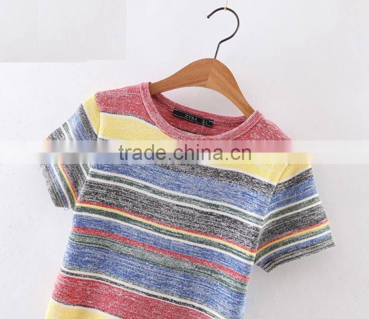 2016 newest customized combination striped color t shirts and caps