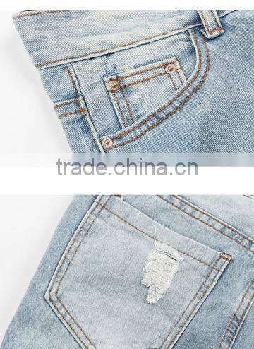 Frayed Solid Color Ninth Womens Fashion Jeans