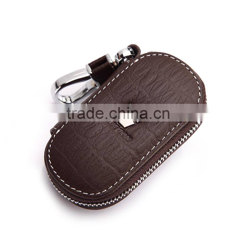 Many Color Top Grain Cowhide Genuine Leather Fashion Men Car Key Case Chains Holder