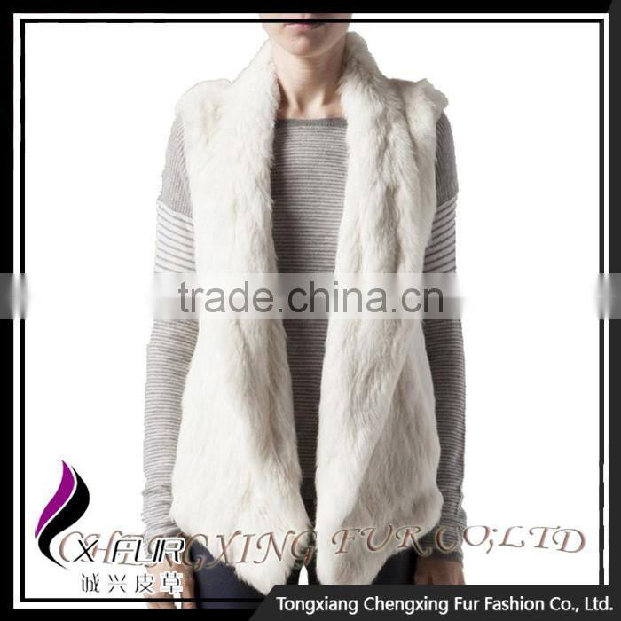 CX-G-B-185C Wholesale Women Plus Size Fur Vest Knitted Real Rabbit Fur Gilet