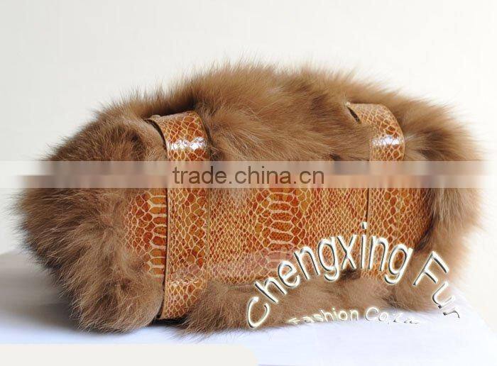 CX-H-27A Good Quality Wholesale Price Genuine Fox Fur Handbag