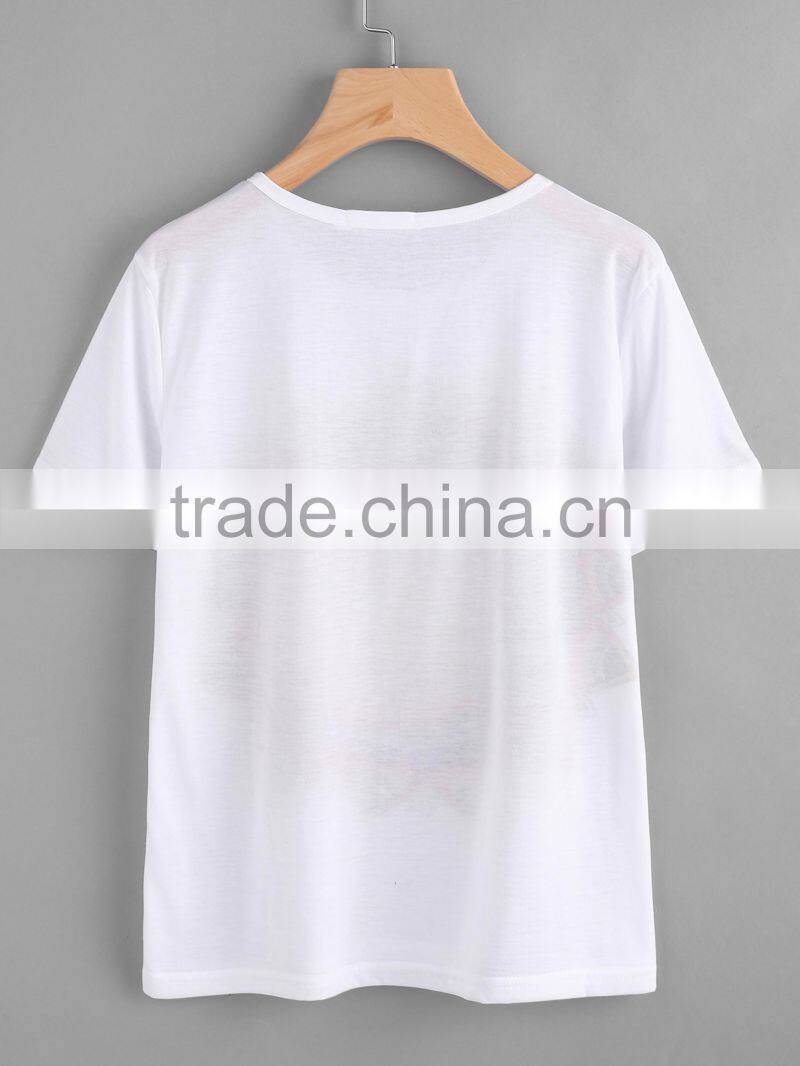 2017 hot sale OEM wholesale new style custom clothes fashion white boutique short sleeve kids printed t shirt