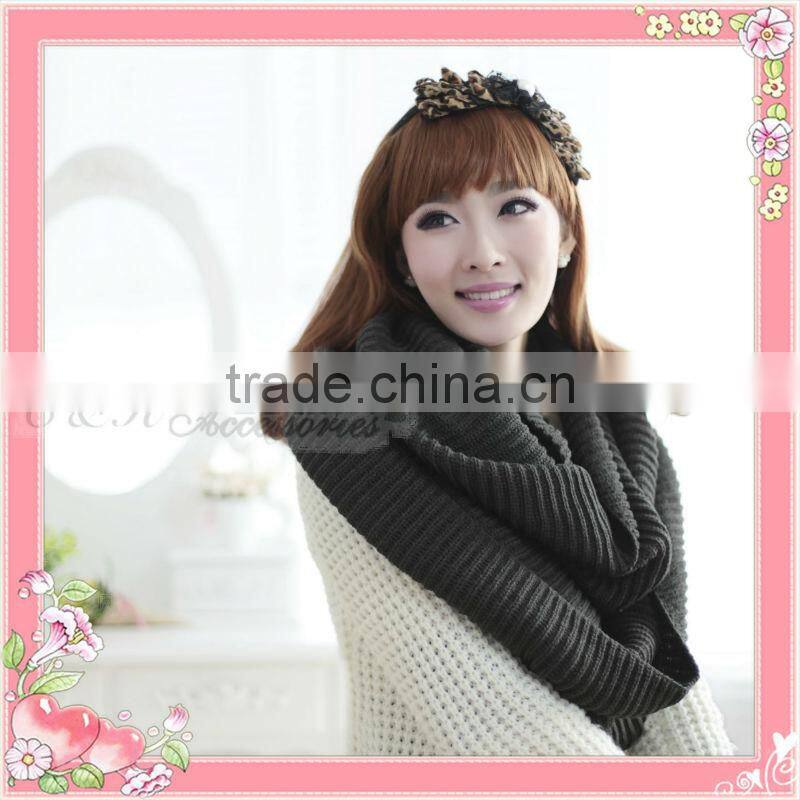 cashmere fashion winter knitted factory make round knit scarf