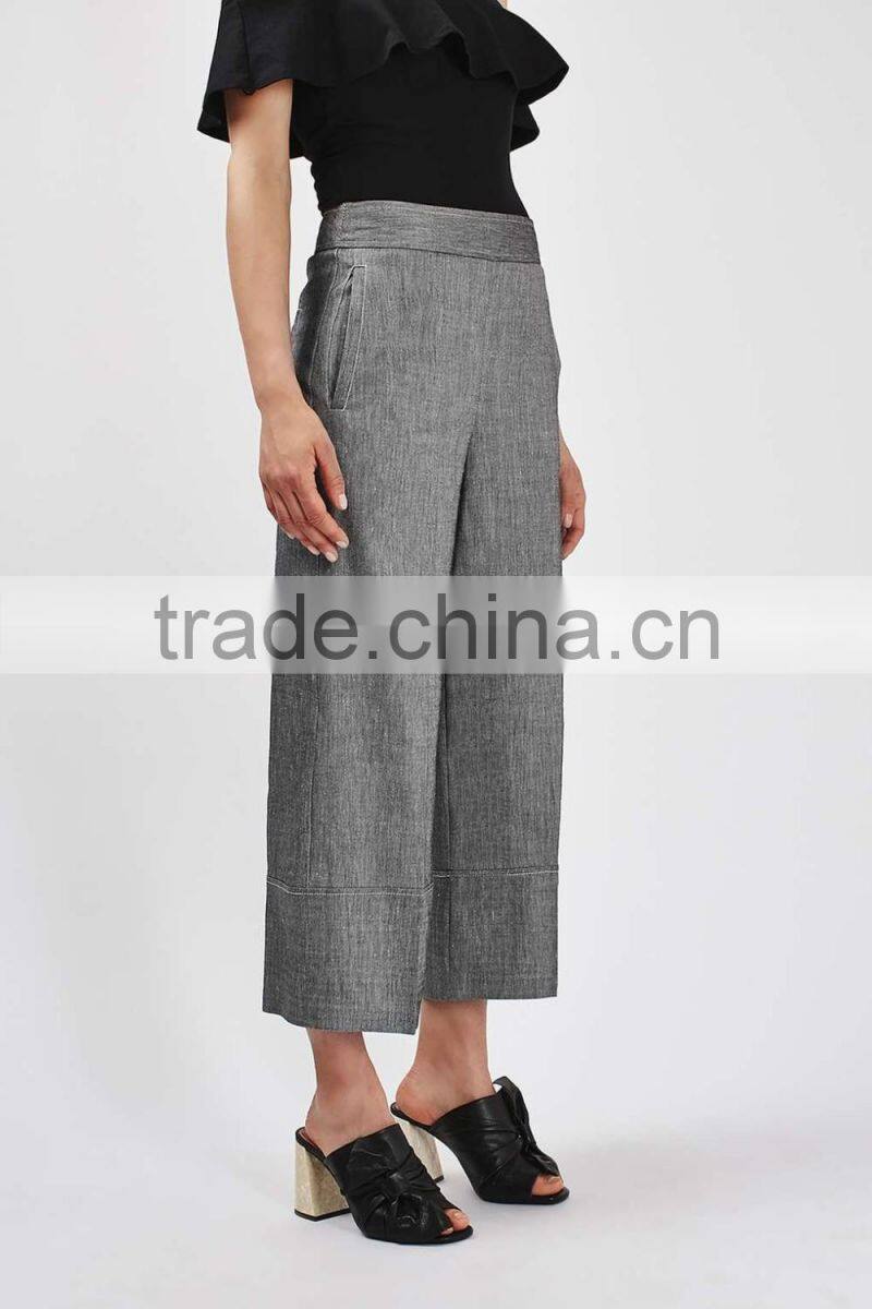 Ladies new style capri wide leg formal office style fashion linen dress shirt coat pants