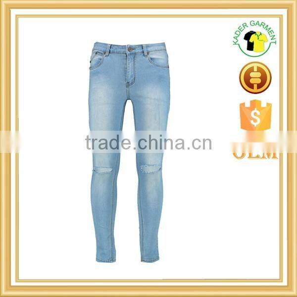 popular washed jeans pale blue jeans high quality jeans trousers