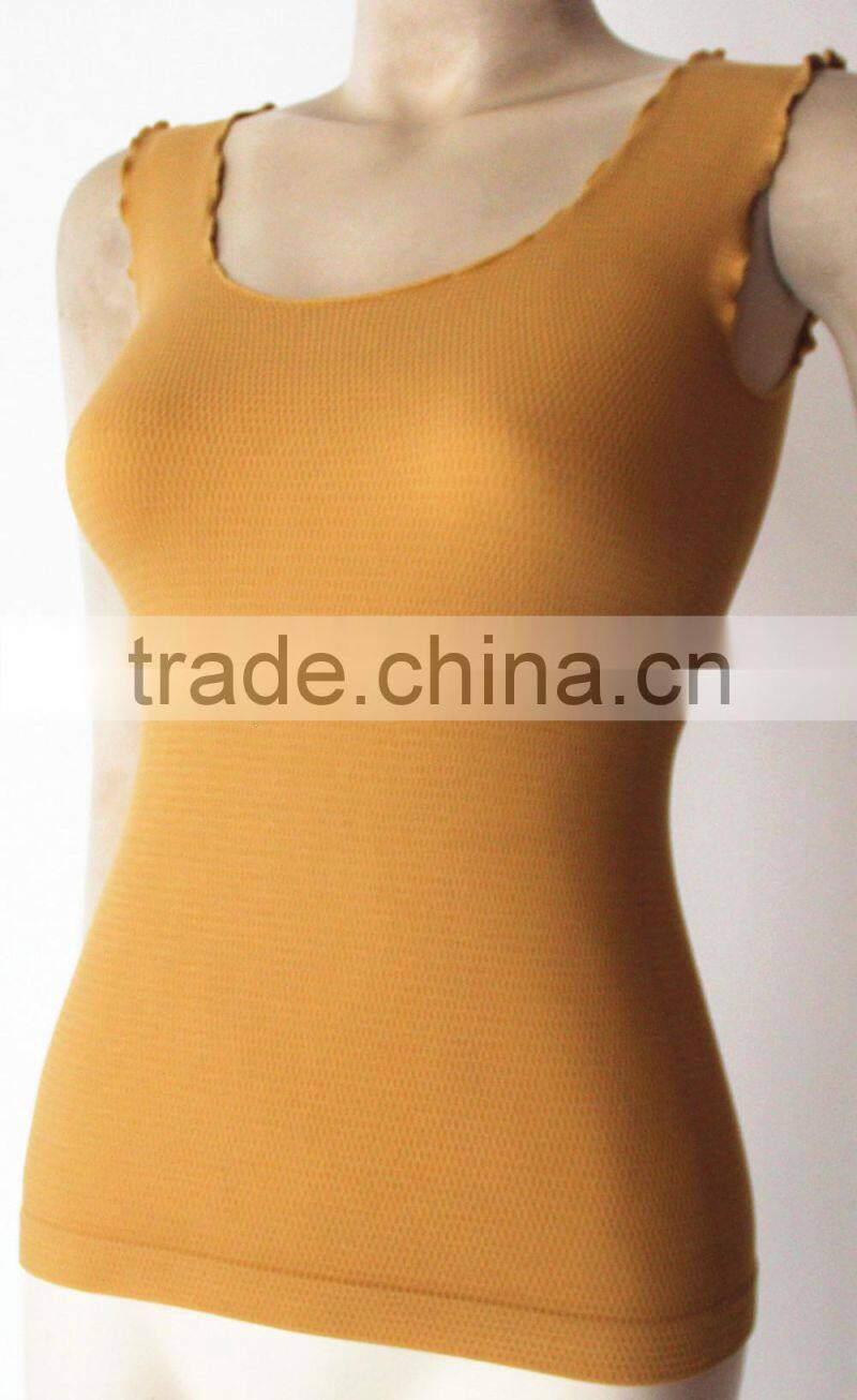 plain seamless lady fashion nude tank top