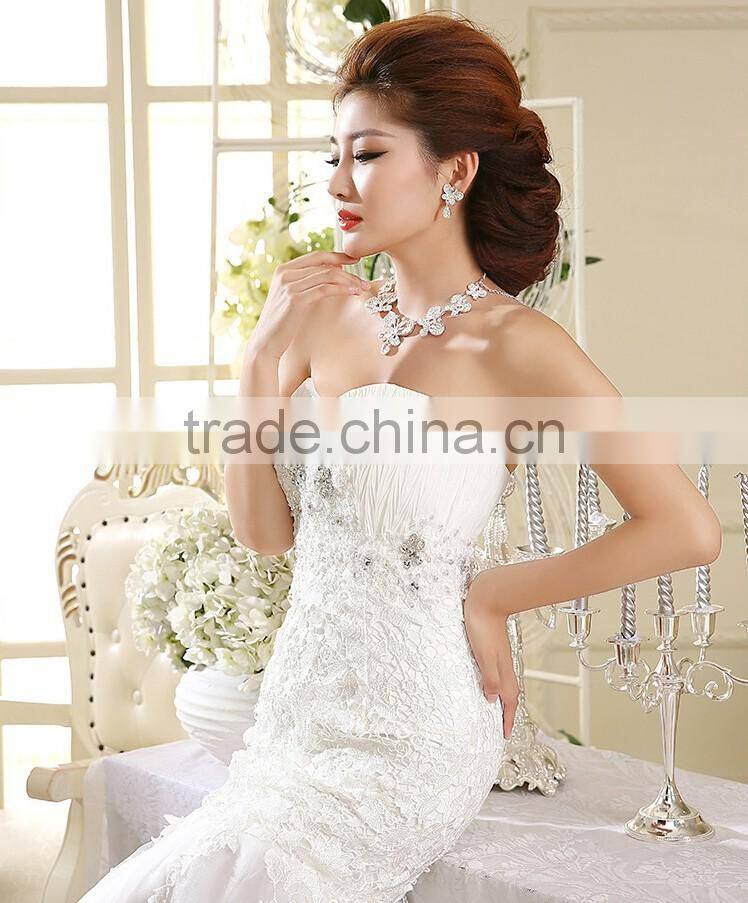 Wholesale price fishtail wedding dress with appliques designs