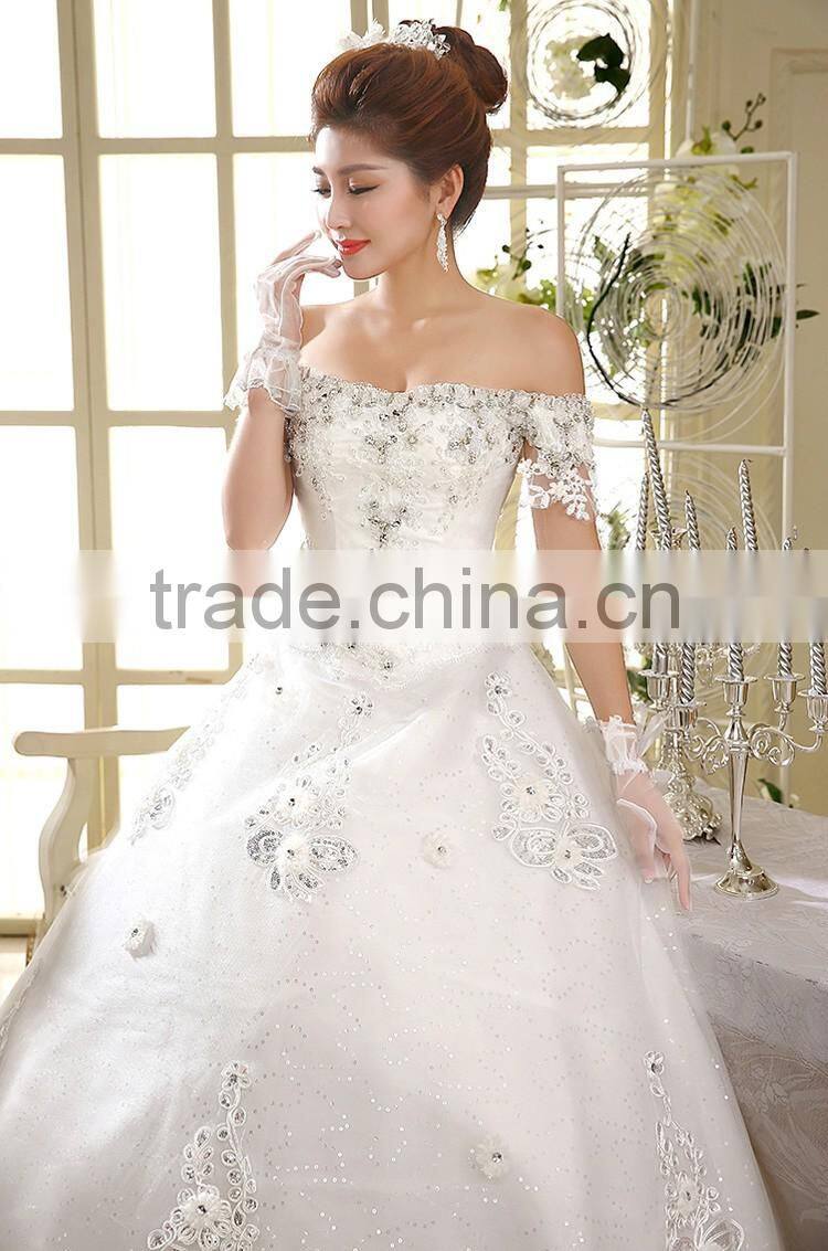 Wholesale korea style beaded lace bridal wedding dress