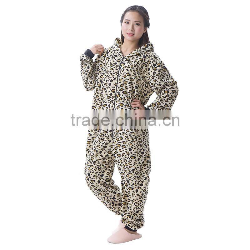Polar fleece printed leopard onesie
