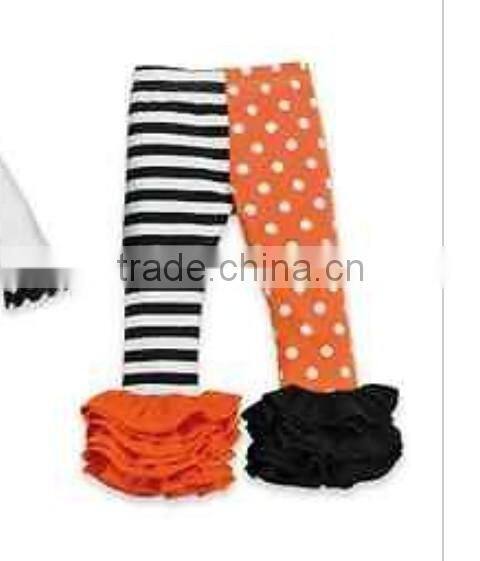 2014 new kids knitted cotton striped leggings wholesale cheap ruffles navy blue pants long trousers for children girls
