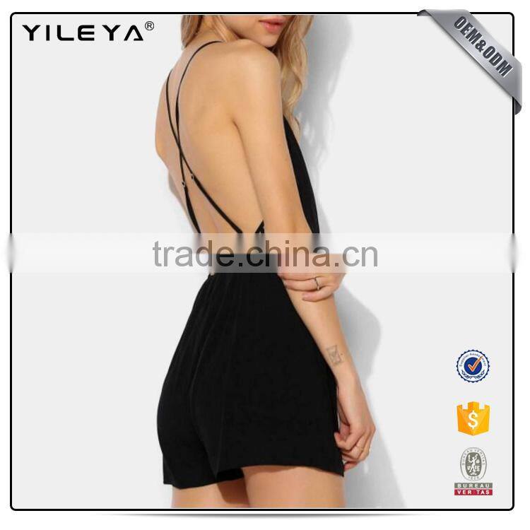 Women Slip Nightwear Sexy Backless Black Spaghetti Strap V-Neck Sleeveless Romper