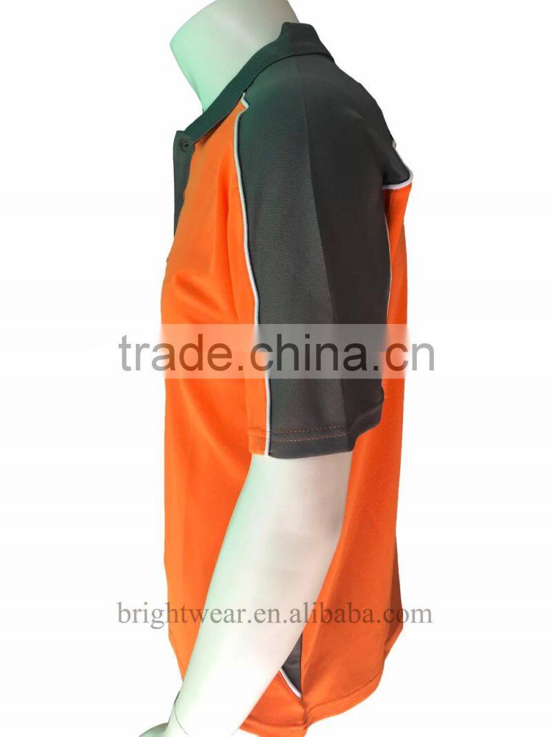 Contrast 100% polyester knit fabric embroidery safety custom short sleeve protective polo shirt