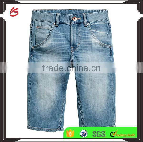 2017 new Summer Children Blue washed boys Tapered Knee-length Denim cargo Shorts