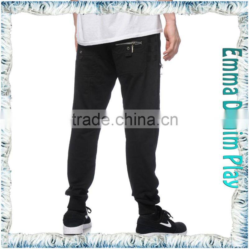 Silver Zips Established Men Lace Up Street Joggers Wholesale