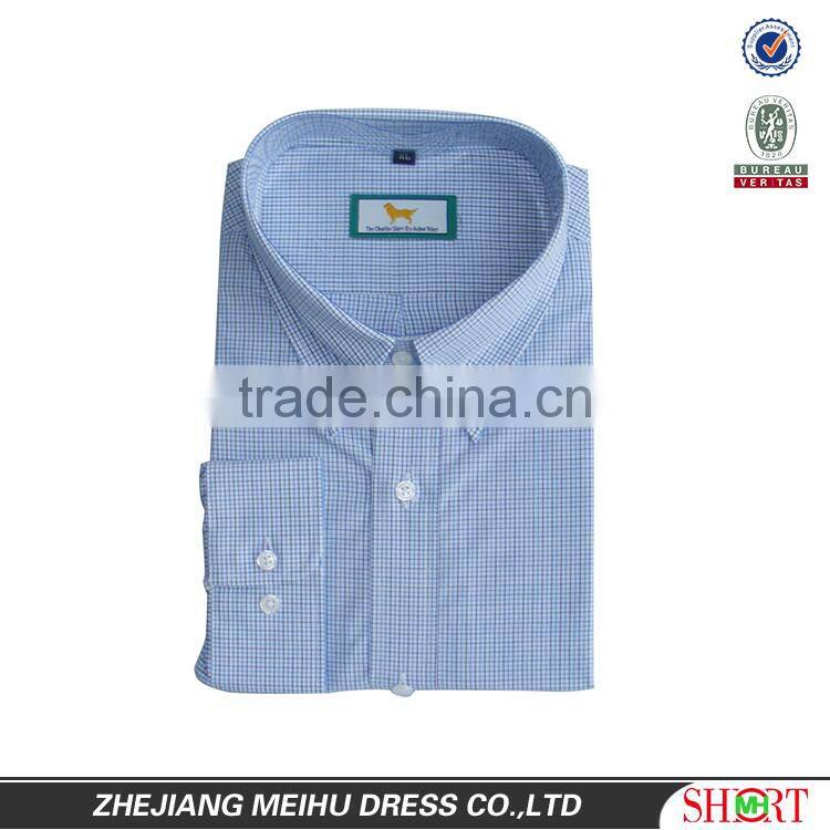 Custom 100% cotton men button down check shirt