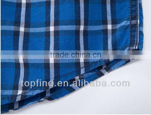 Short Sleeve Cotton Plaids Double Pockets Men Shirts