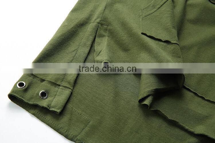 Cotton Short sleeve hoodie Army greem t shirt men for resale