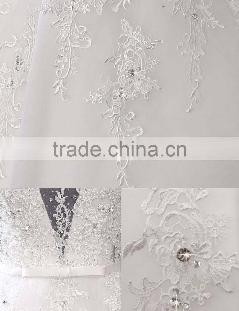 2017 Wholesale Sweetheart Sleeveless Lace Wedding Dresses Beaded V-neck Nackline Mermaid Lace wedding dress F13001