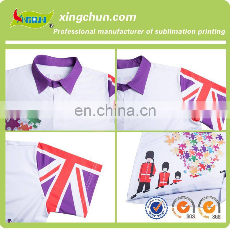 2015 new fashion design customized Britishness element English soldier sublimation printed Kid's polo Tees made in china